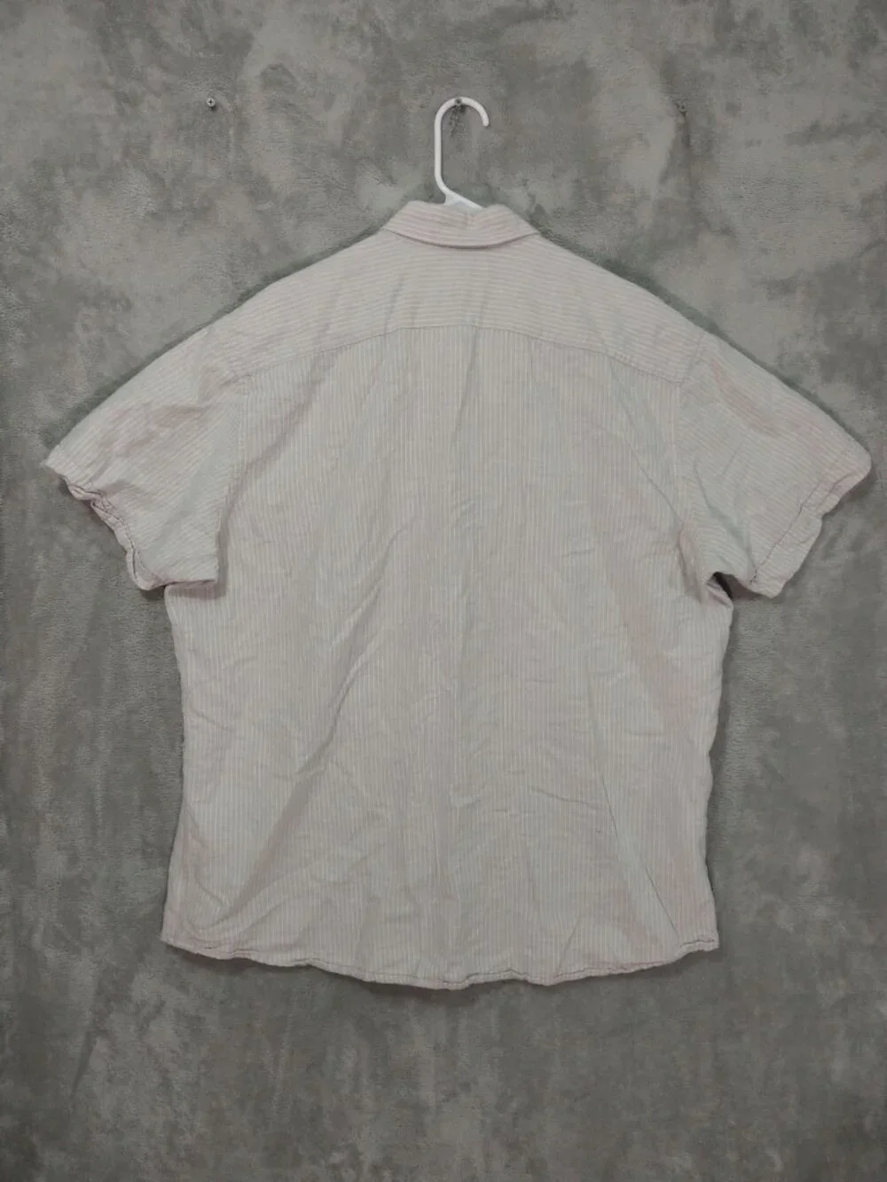 Banana Republic Shirt Mens 2XL Beige Striped Linen Short Sleeve Button Up